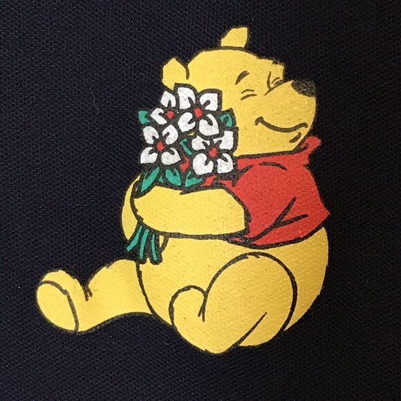 Vintage Winnie The Pooh Disney Polo Shirt Sleeveless Navy Women's L 100% Cotton - Picture 1 of 8
